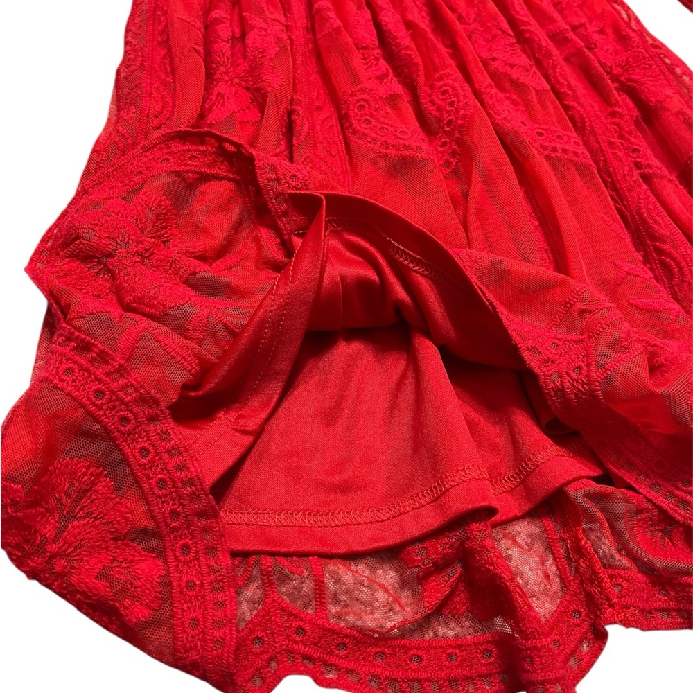 ALTAR’D STATE LAVESTA red lace sleek fit women’s dress above knee size SMALL EUC - Picture 11 of 14